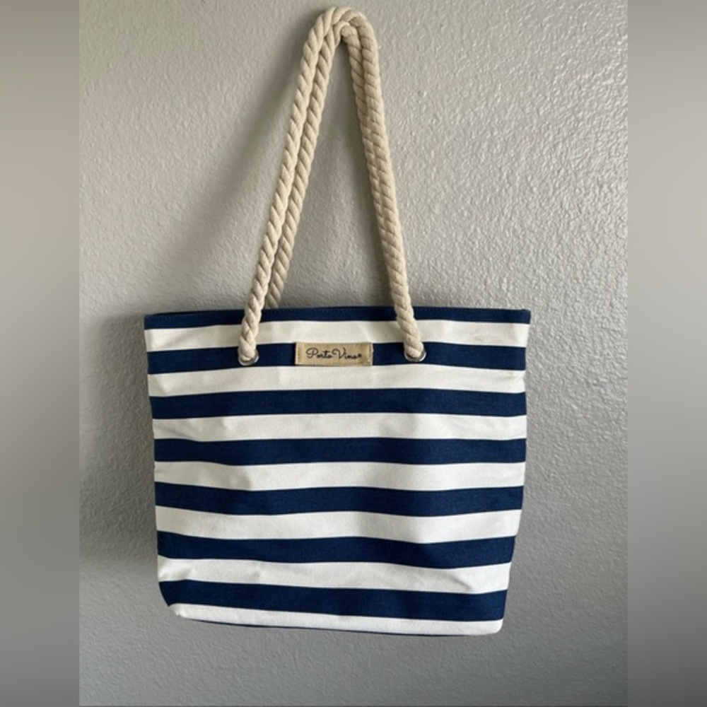 Porto Vino Nautical Striped Wime Tote Bag